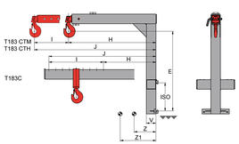 技术图纸：起重臂 T183C, T183CTM, T183CTH