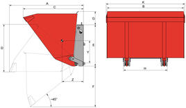 3D technical drawing: Loading Bucket T184