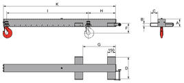 Technical drawing: Crane Jib T183G